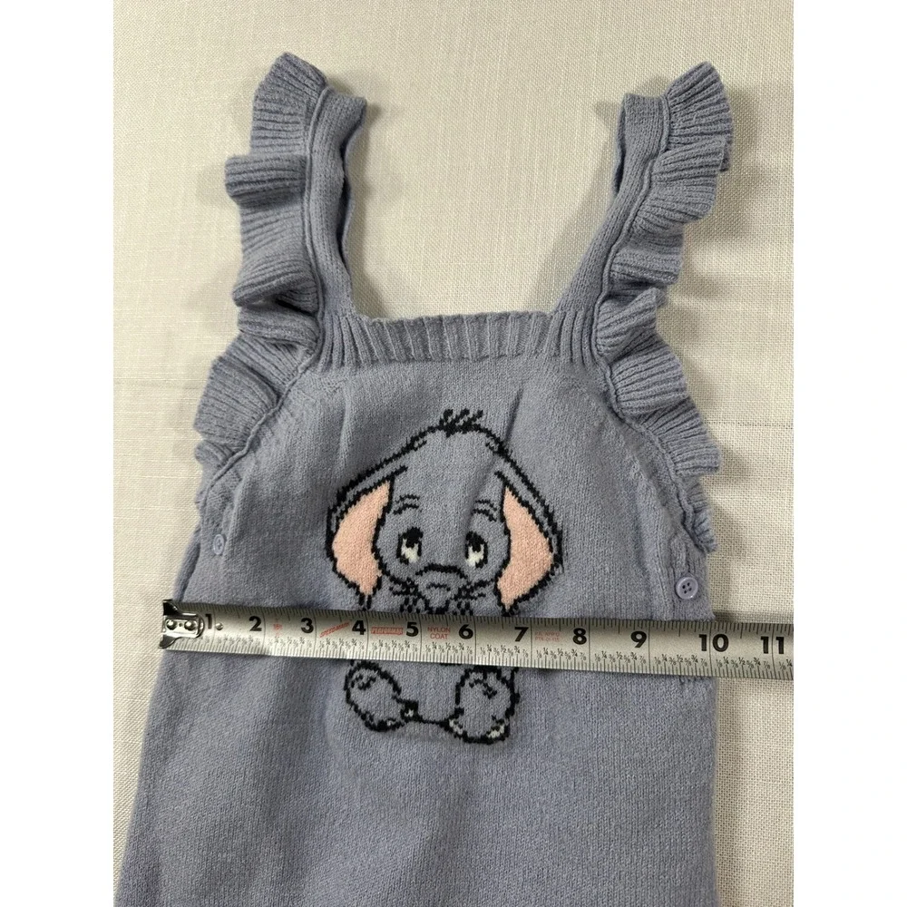 Disney‎ Baby Dumbo Blue Knit Ruffle Overalls Romper 12M